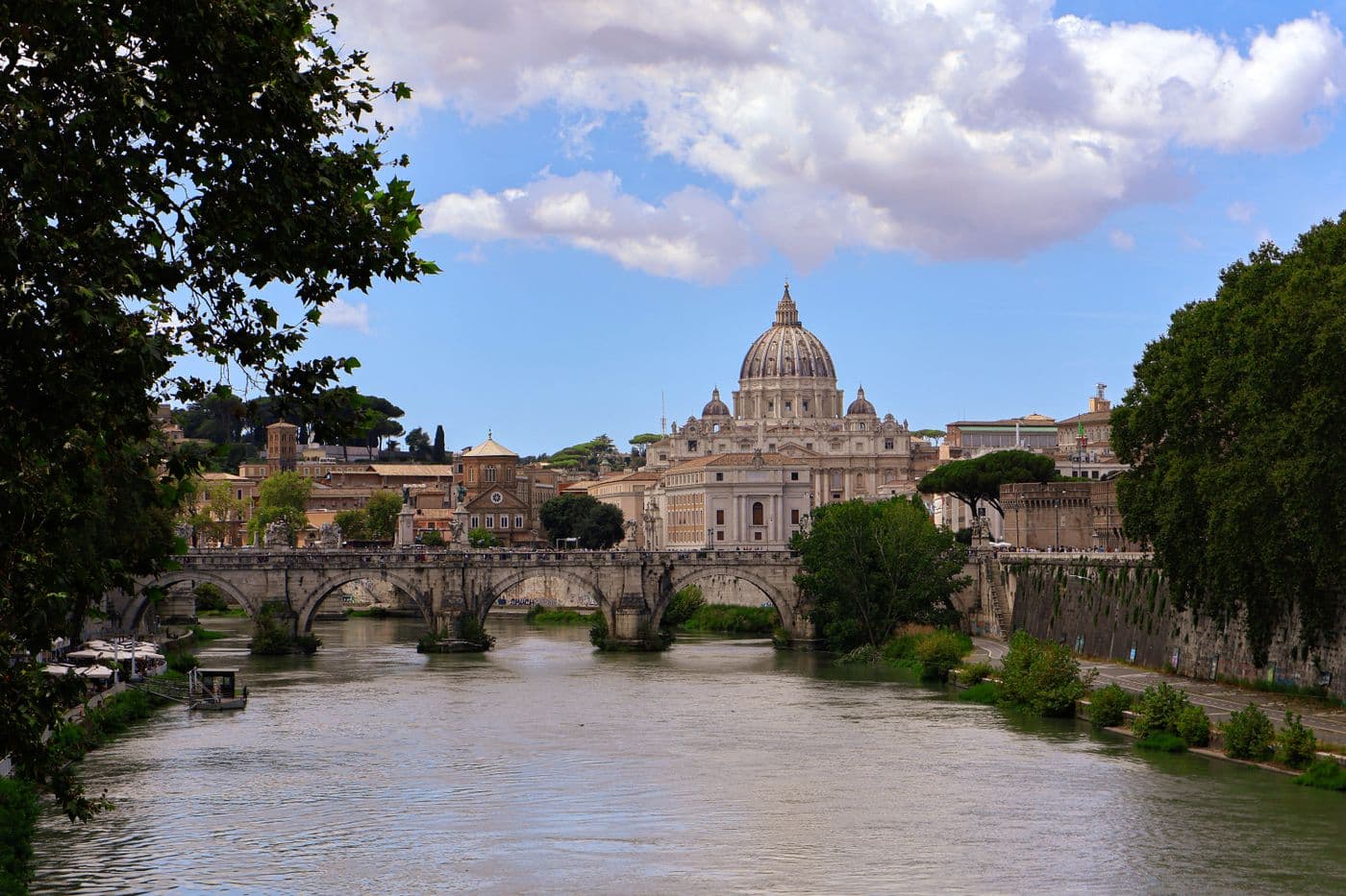 The Tiber River and St. Peter's Basilica seen from Rome